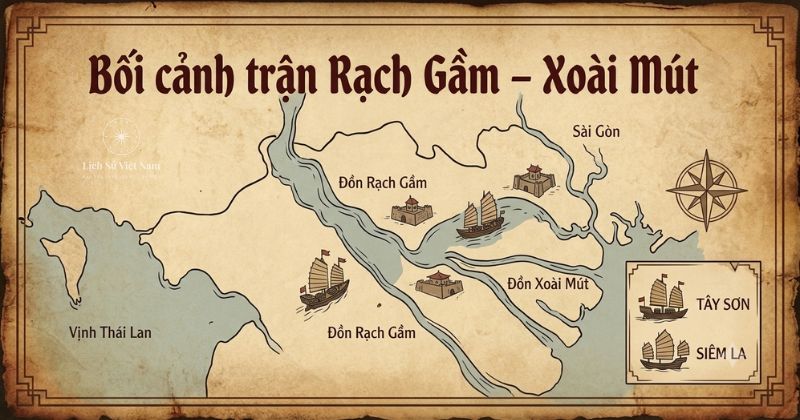 Ý nghĩa trận Rạch Gầm – Xoài Mút: chiến thắng thủy chiến năm 1785 1 Bối cảnh nào dẫn đến trận Rạch Gầm – Xoài Mút