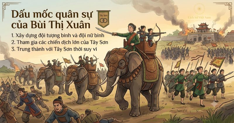 Bùi Thị Xuân là ai? Tiểu sử và sự nghiệp nữ tướng Tây Sơn 3 Vai trò và những dấu mốc quân sự của nữ tướng Bùi Thị Xuân