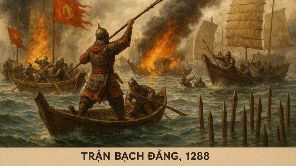 Trận Bạch Đằng 1288 do Trần Hưng Đạo chỉ huy đánh bại quân Nguyên